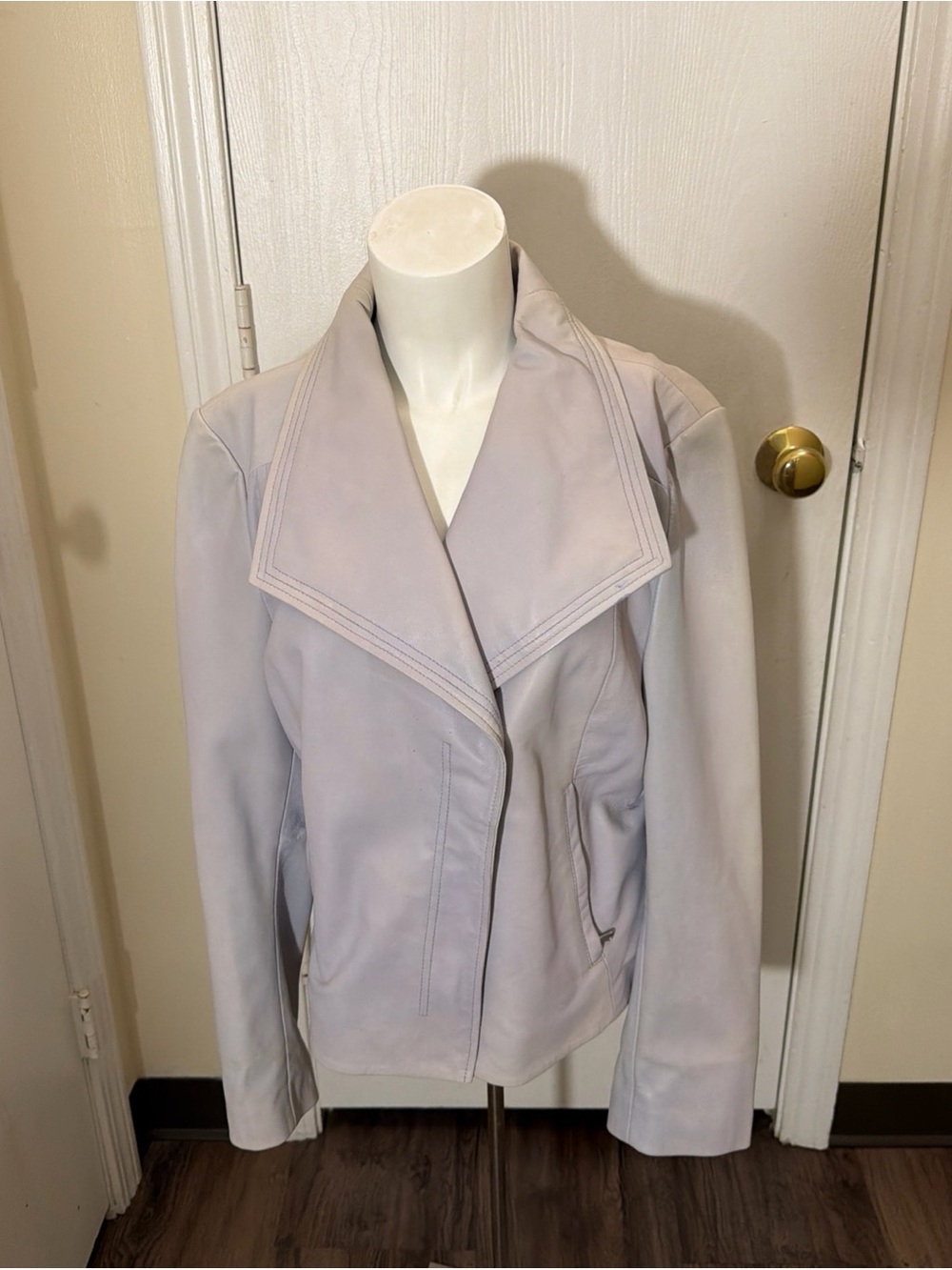 Badgley Mischka Women’s Purple Distressed Look Dye Biker Moto Jacket Zip Sz L